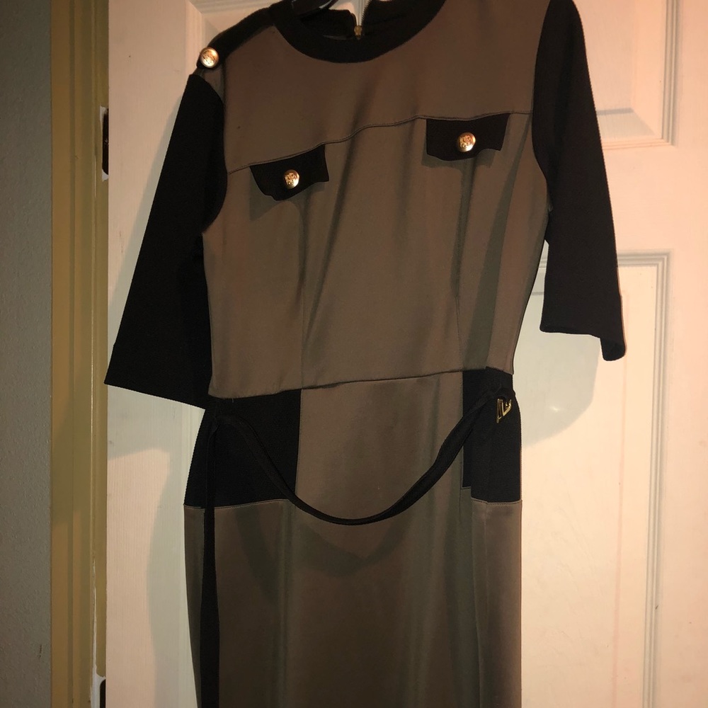Olive green and black dress